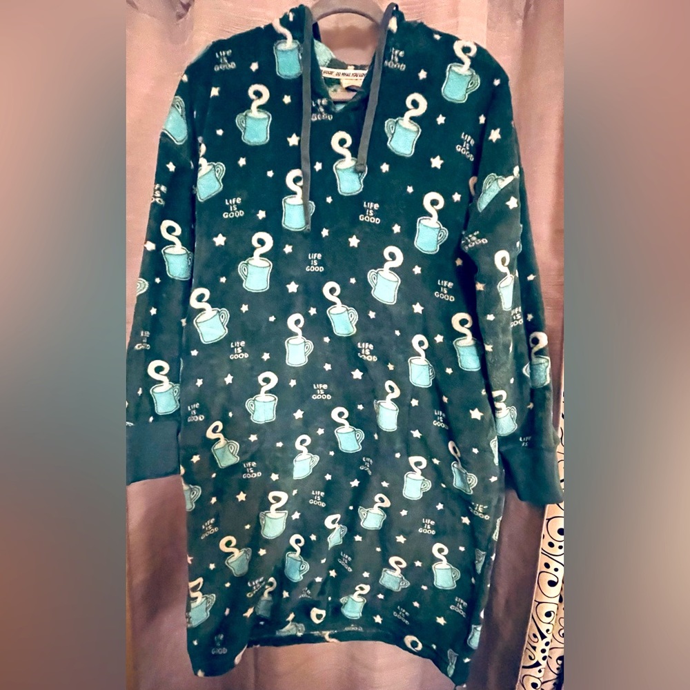 Life is Good Hooded Fleece Nightshirt